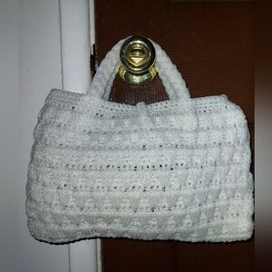Elegant White Handmade Crochet Handbag